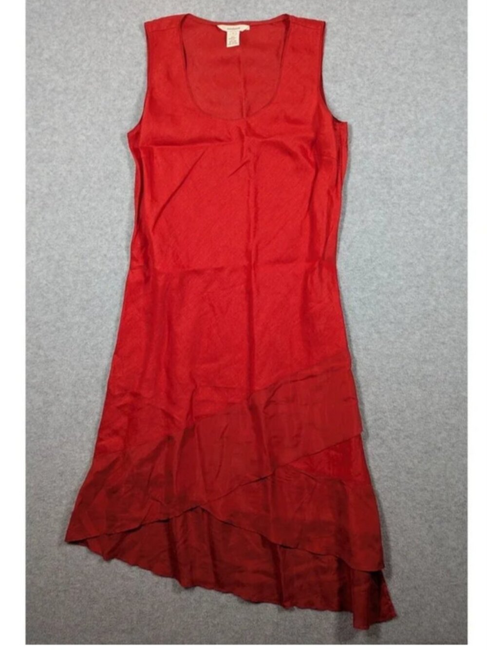 Sundance Women Dress Medium Asymmetrical Silk Trim Linen‎ Sleeveless